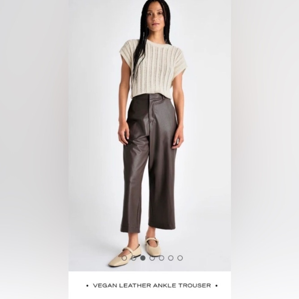 NWT Splendid Woman’s Cropped Vegan Leather Ankle Trouser Brown Size 0 Inseam 26”
